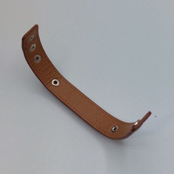 ADR Monogram on Silver Tone Plate Faux Leather Bracelet - Picture 5 of 6